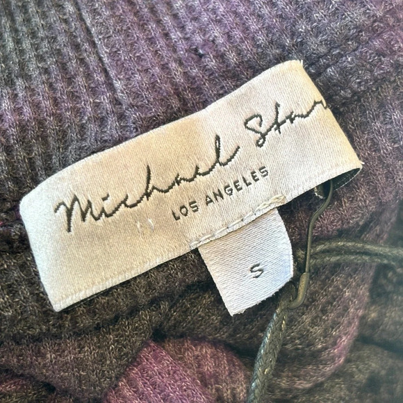 Michael Stars Black Purpler Tie Dye Marcy Cowl Neck Storm Wash Thermal Sz S NWT - Picture 7 of 13